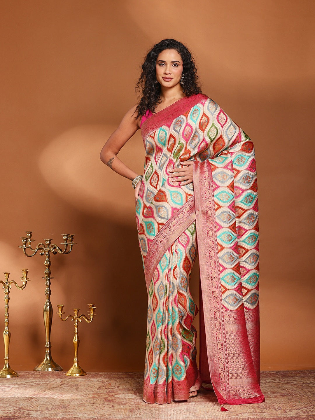Zari Jaal Woven Satin Saree