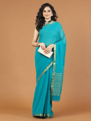 Zari Border Plain Art Chiffon Saree