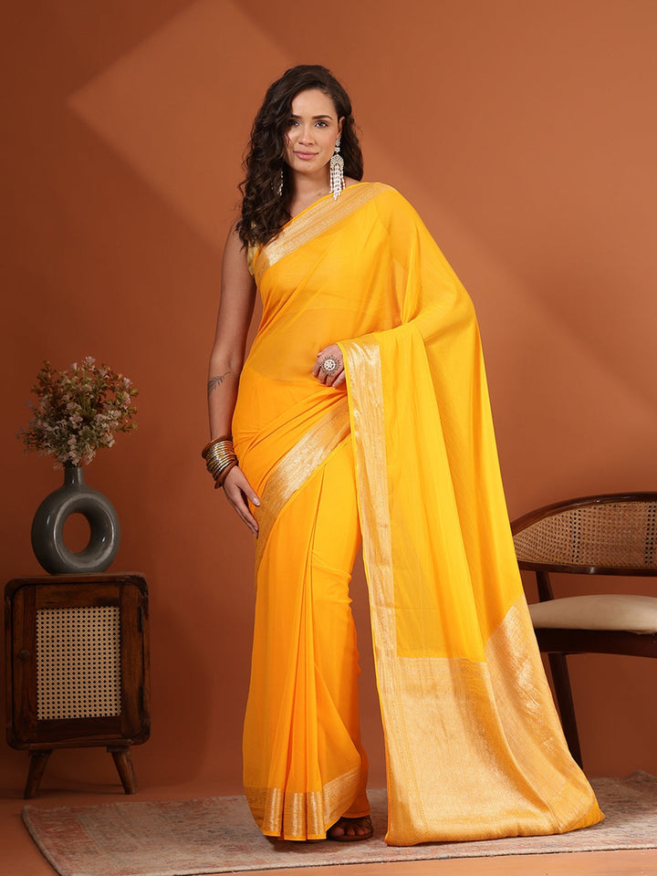 Plain Chiffon Saree