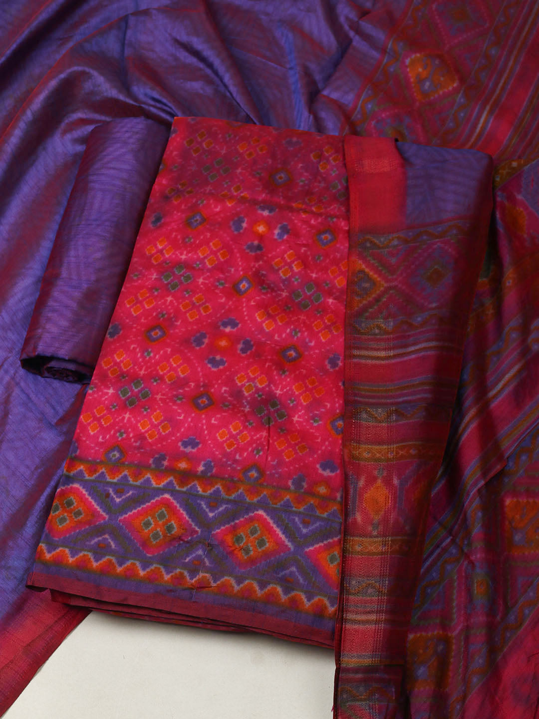 Woven Design Art Silk Unstitched Suit With Pant Dupatta