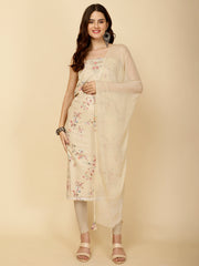 Floral Printed Cotton Unstitched Suit Piece With Dupatta