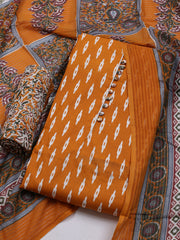 Printed Cotton Blend Unstitched Suit With Dupatta