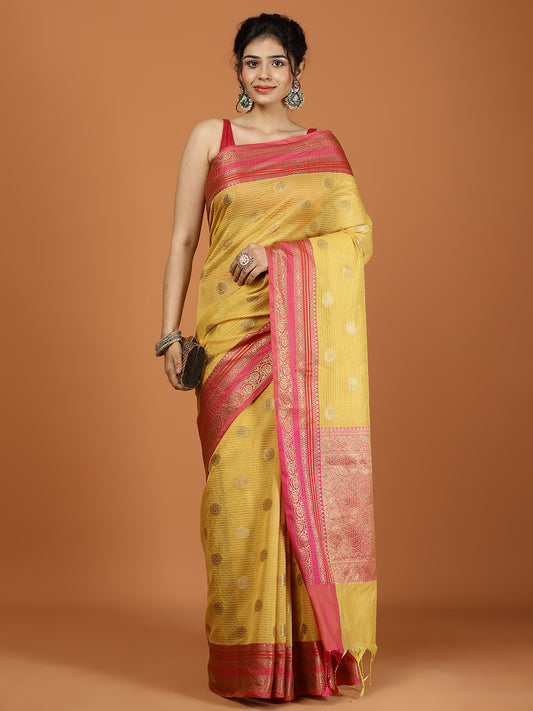 Zari Jaal Cotton Woven Saree