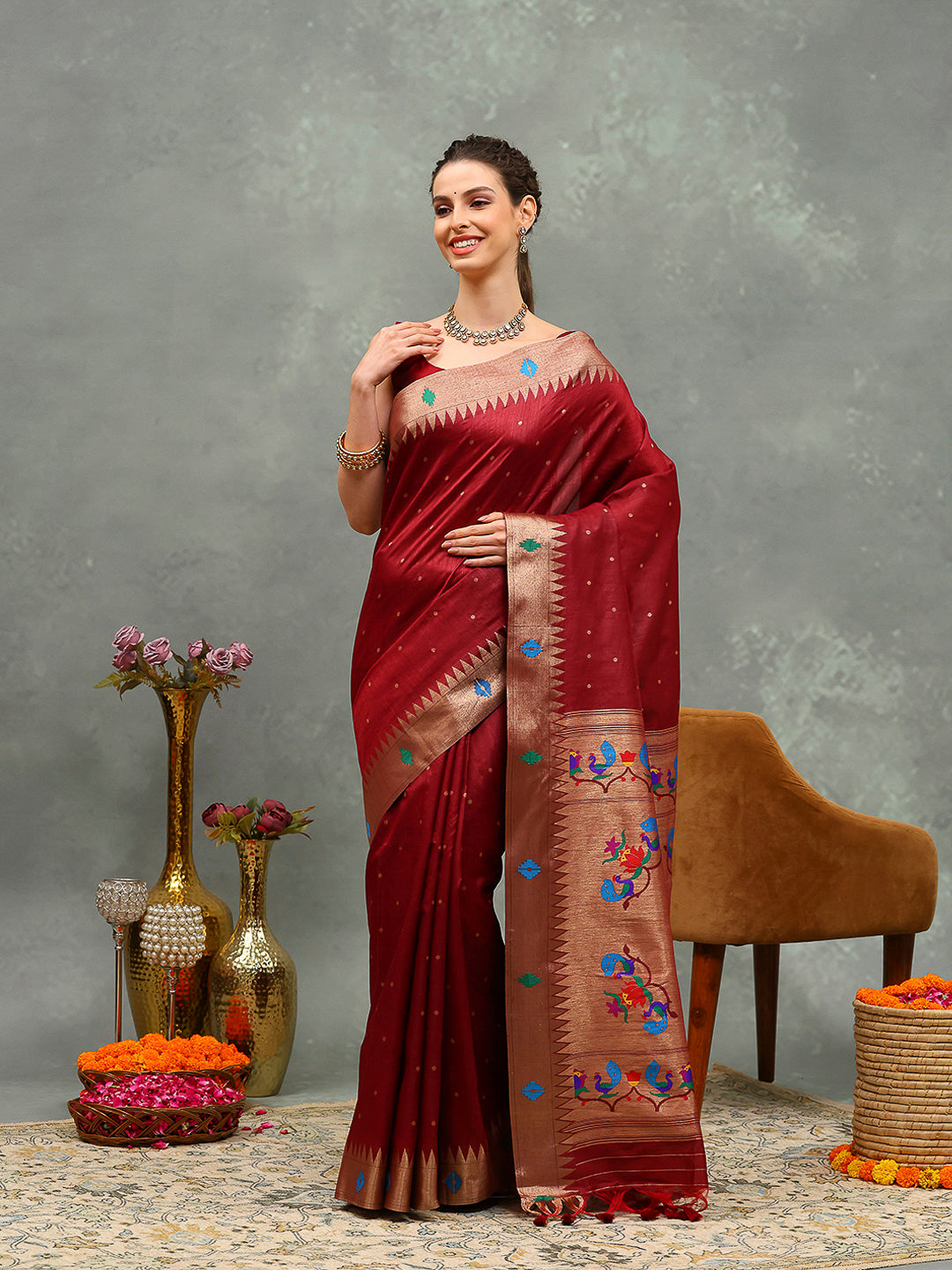 Embroidered Tussar Saree
