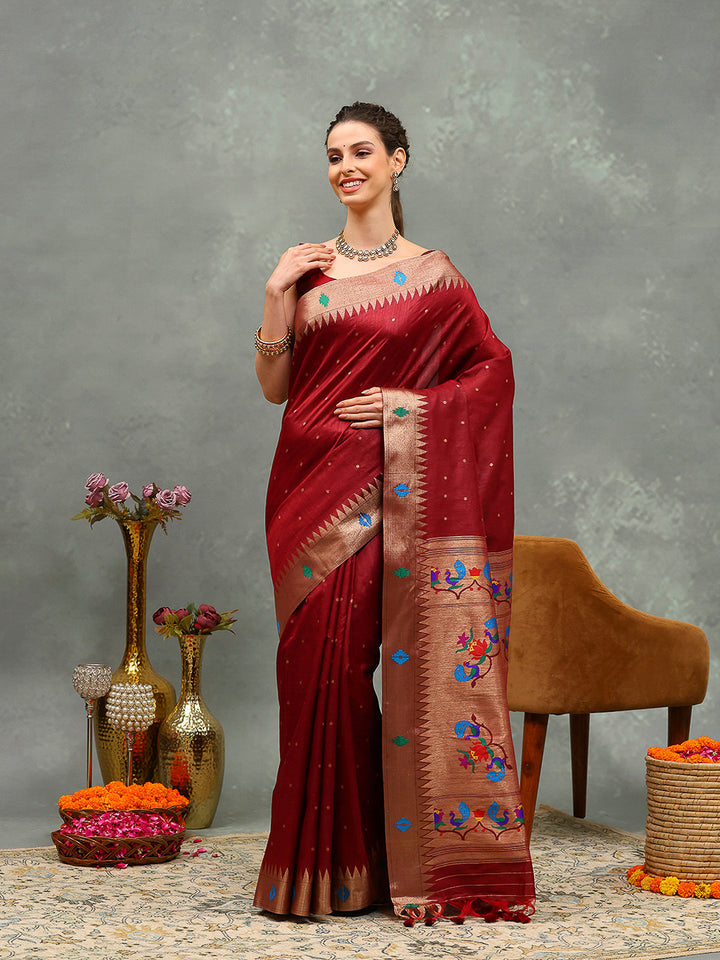 Paithani Woven Design Tussar Saree