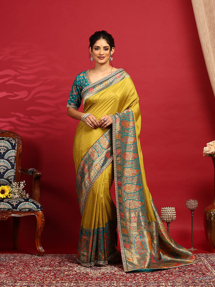 Embroidered Dola Silk Saree