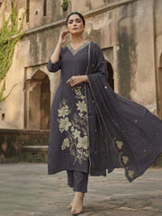 Printed Cotton Blend Kurta With Pant & Dupatta