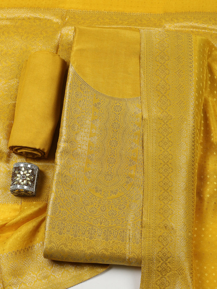 Embroidered Tissue Unstitched Suit With Pant &amp; Dupatta