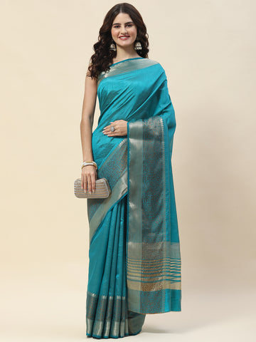 Plain Zari Border Woven Handloom Saree