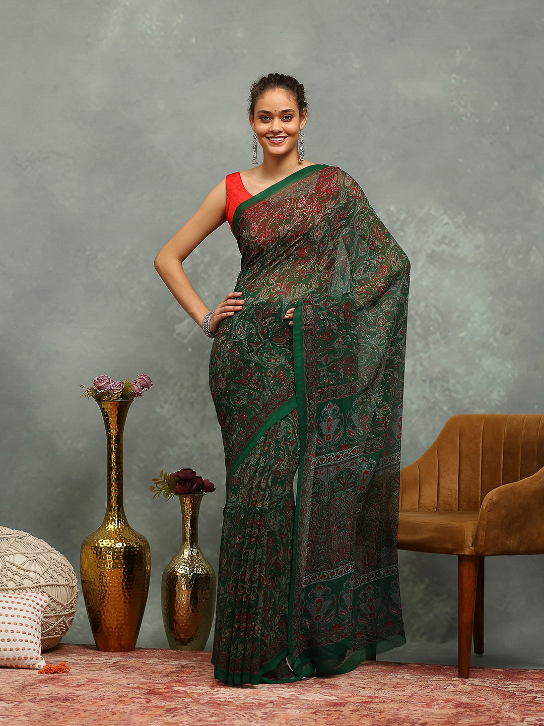 Floral Printed Georgette Saree