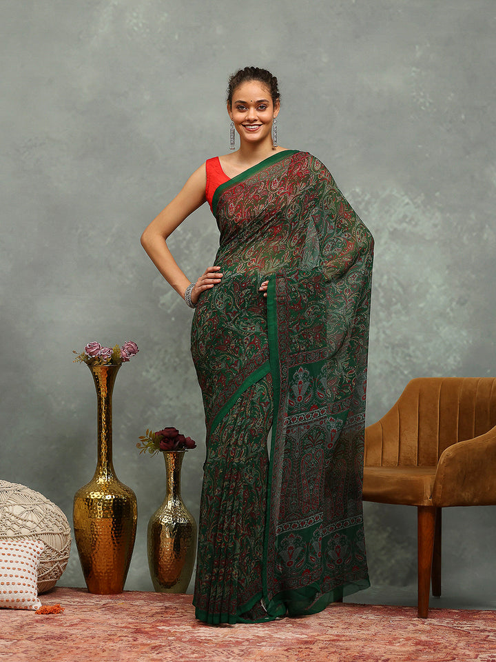 Floral Printed Georgette Saree