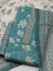 Printed Cotton Blend Unstitched Suit With Dupatta