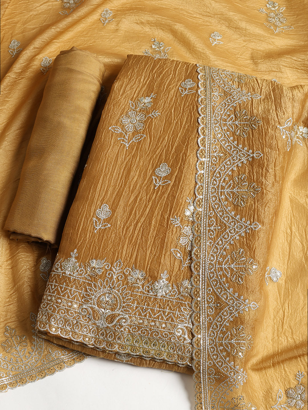 Embroidered Tissue Unstitched Suit With Dupatta