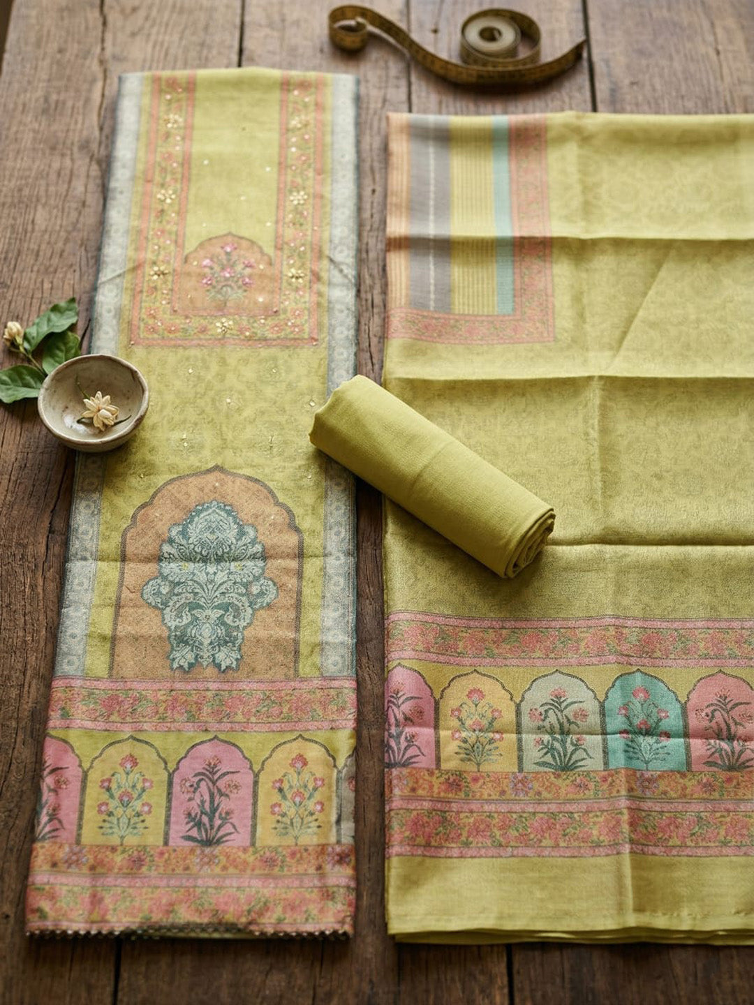 Woven Design Chanderi Unstitched Suit Pant &amp; Dupatta