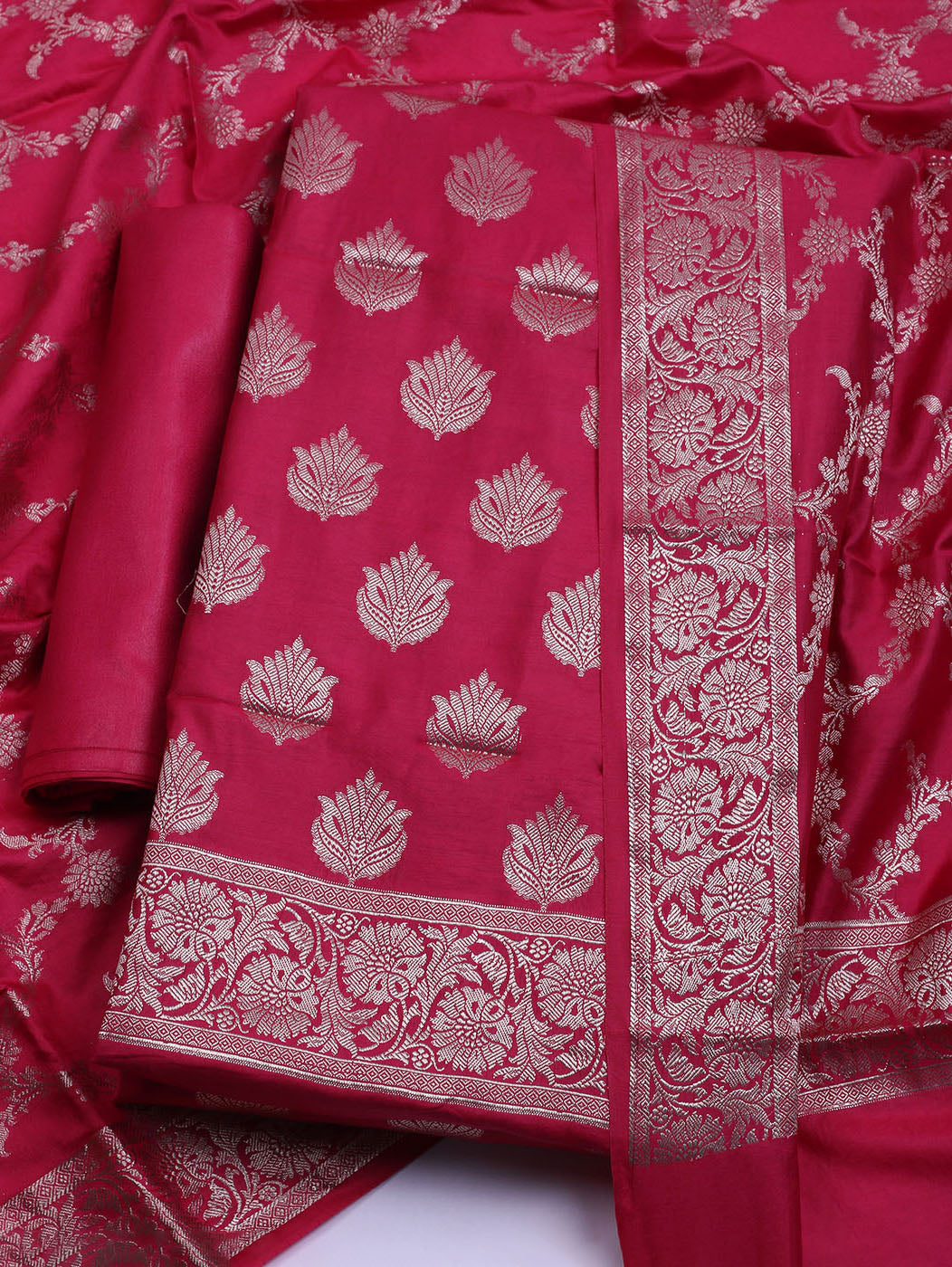 Woven Chanderi Unstitched Suit With Dupatta