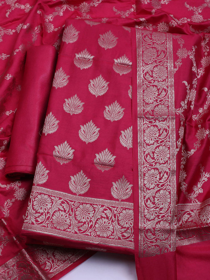 Woven Chanderi Unstitched Suit With Dupatta
