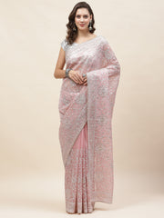 Resham Jaal Embroidery Organza Saree