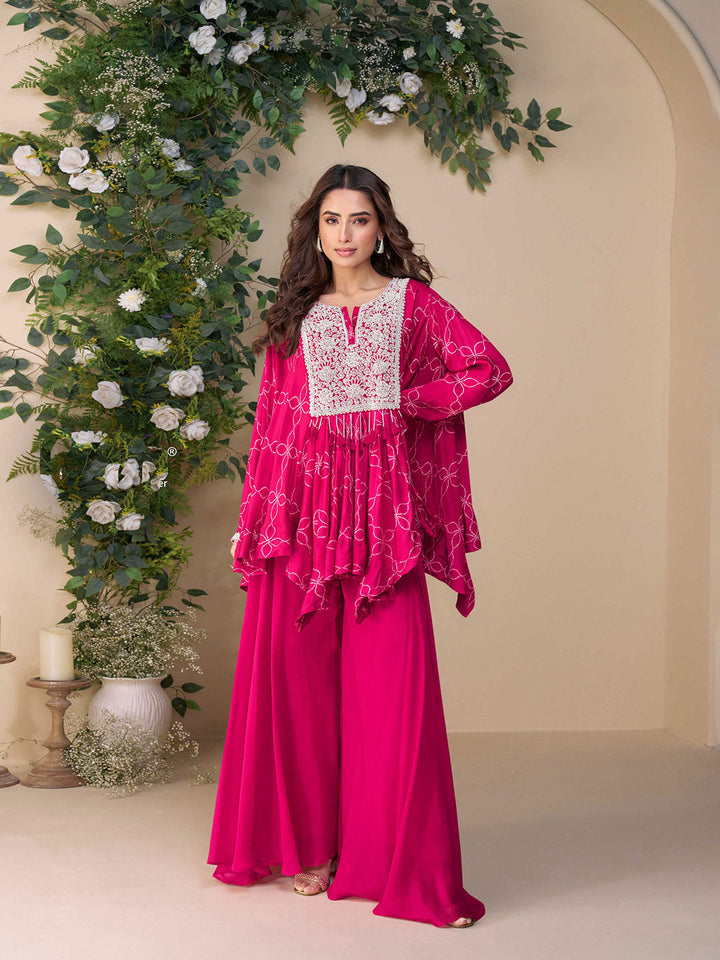 Embroidered Chinon Suit With Pant &amp; Dupatta