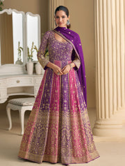 Embroidered Georgette Kurta With Pant & Dupatta