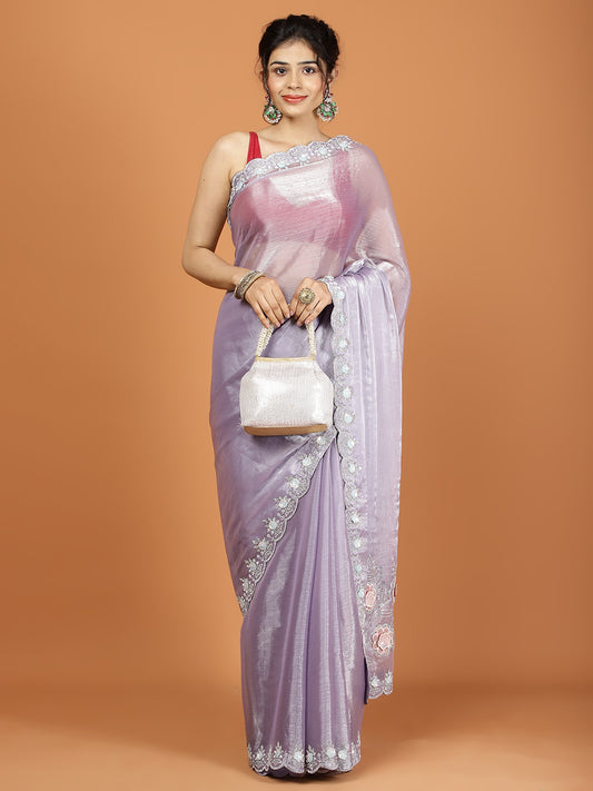 Stone Work Art Chiffon Saree