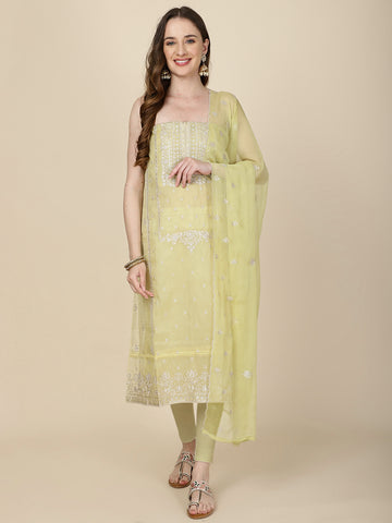 Embroidered Organza Unstitched Suit Piece With Dupatta