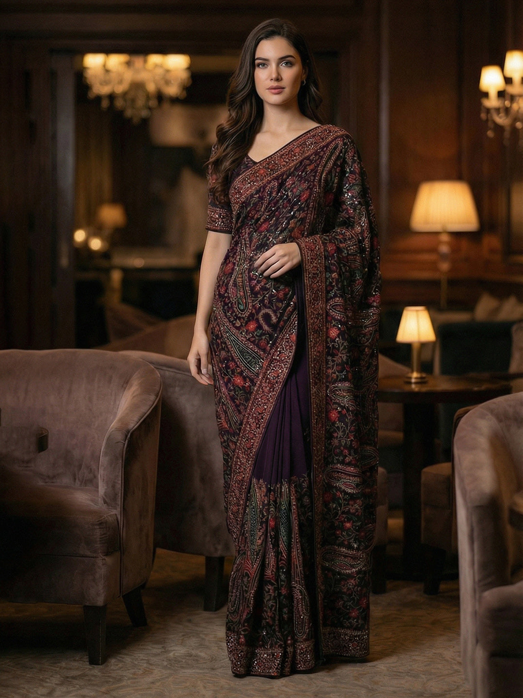 Embroidered Georgette Saree