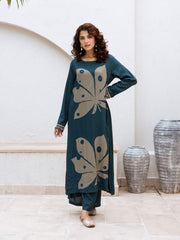 Neck Embroidery Cotton Blend Kurti With Palazzo