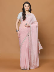 Zari Border Booti Georgette Woven Saree