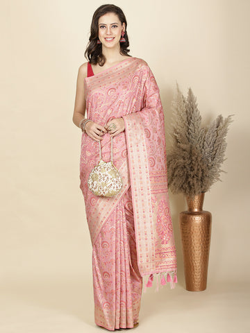 Resham Zari Jaal Embroidered Banarsi Woven Saree