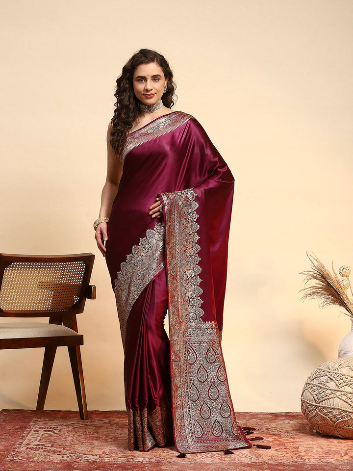 Woven Design Satin Saree