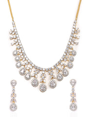 Golden AD Necklace Set With Earrings