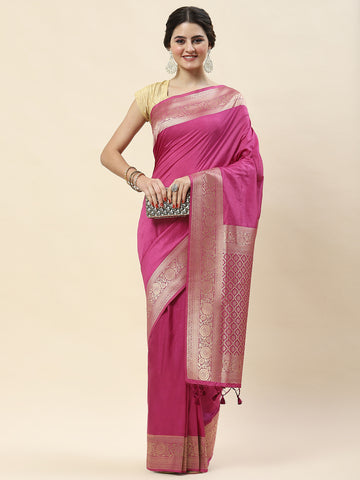 Plain Zari Border Woven Saree