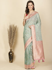 Zari Jaal Embroidered Organza Woven Saree