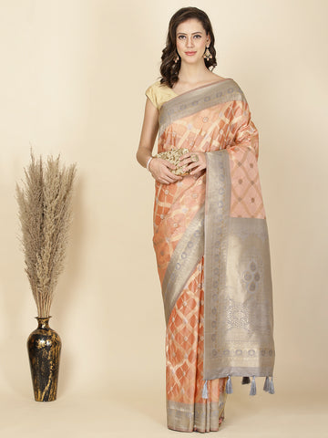 Zari Jaal Embroidered Organza Woven Saree