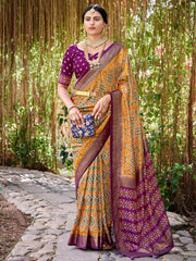 Patola Printed Art Silk Woven Saree