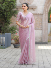 Cutdana Embroidery Organza Saree