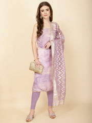 Neck Embroidery & Printed Cotton Unstitched Suit Piece With Dupatta