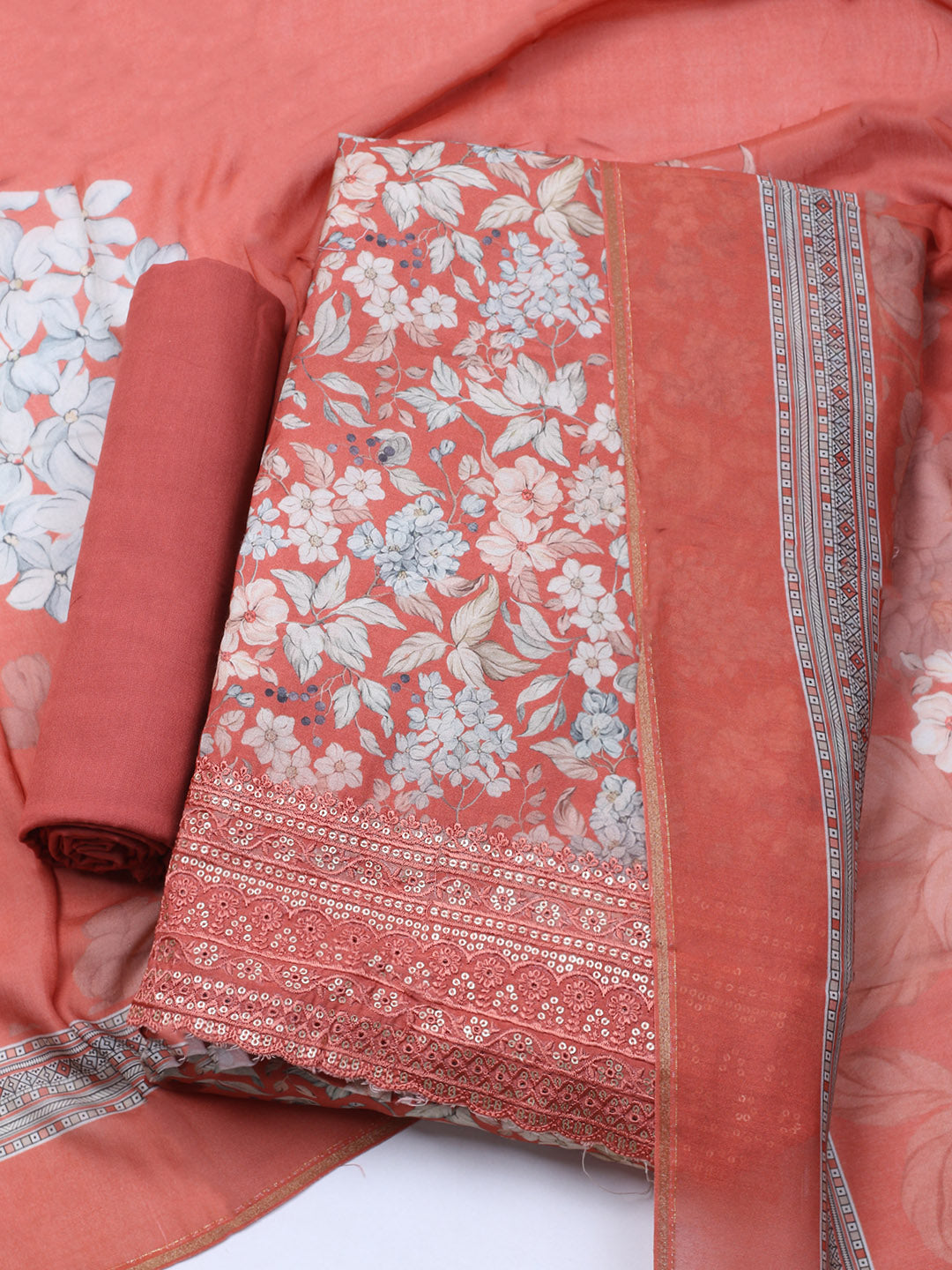 Printed Muslin Unstitched Suit With Dupatta