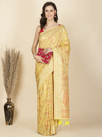 Resham Zari Jaal Embroidered Banarsi Woven Saree