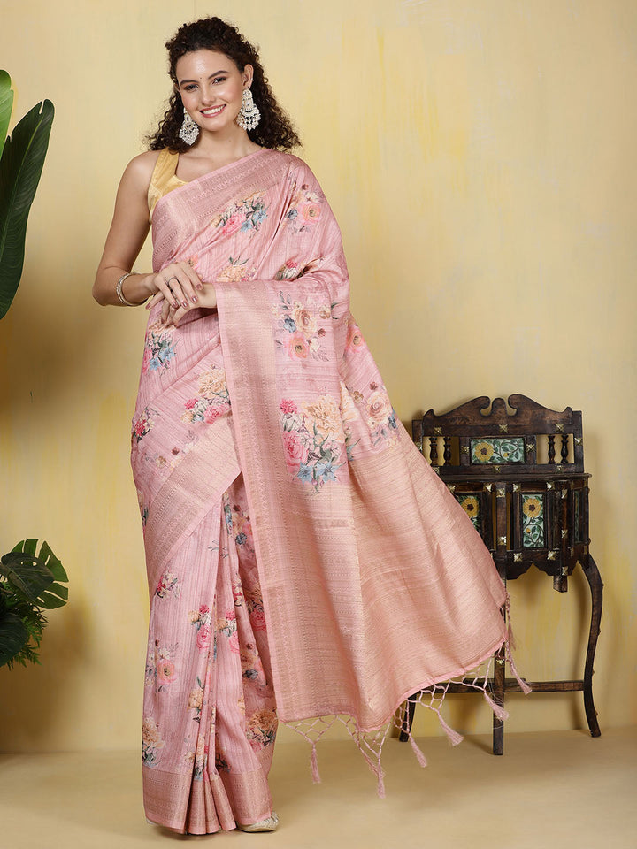Digital Printed Tussar Saree