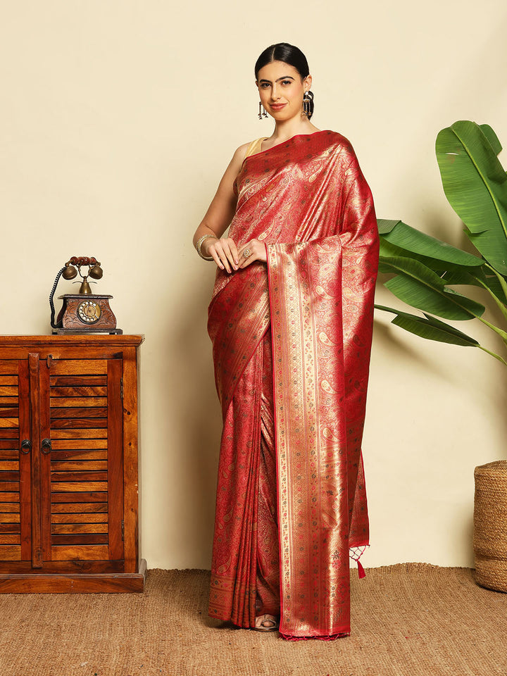 Paisley Woven Design Art Silk Saree