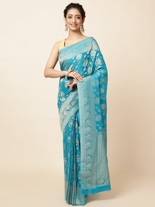 Zari Jaal Crepe Woven Saree