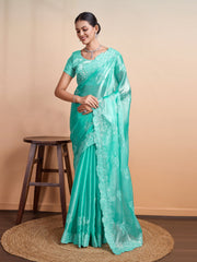 Sequence Embroidery Organza Saree