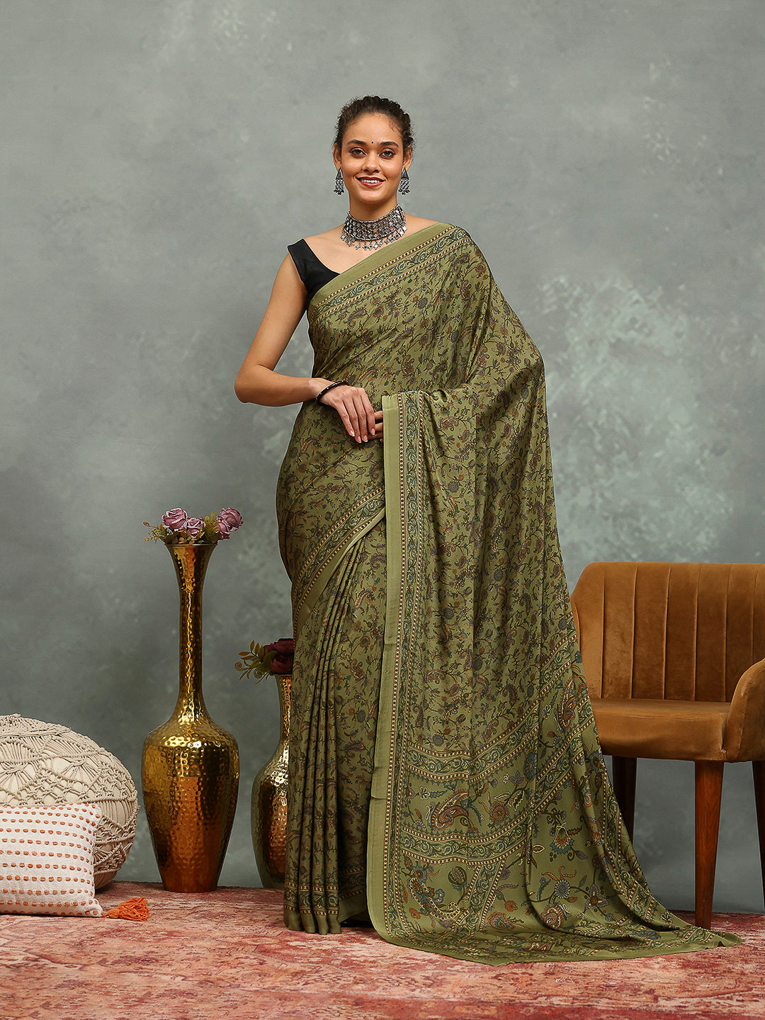 Digital Printed Crepe Saree