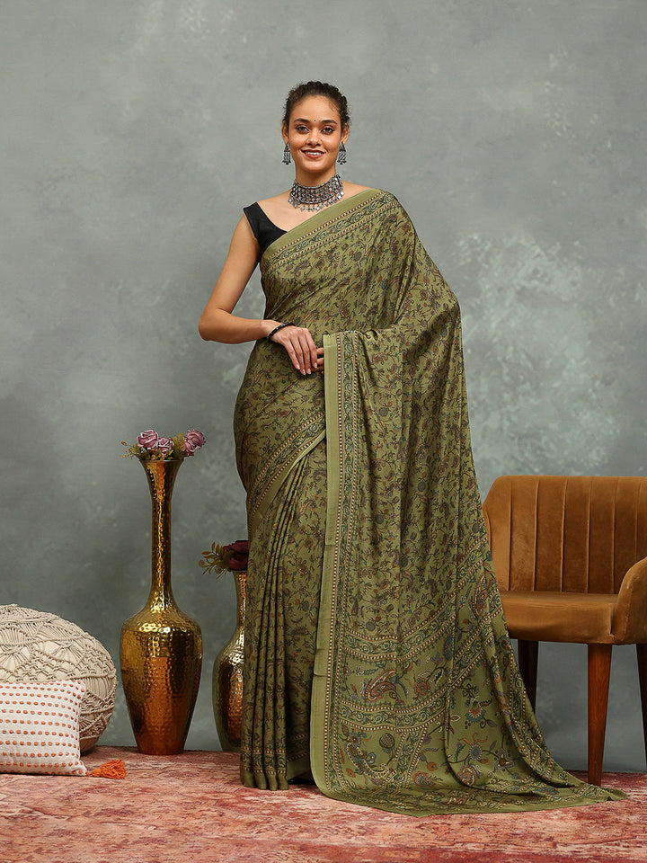 Digital Printed Crepe Saree