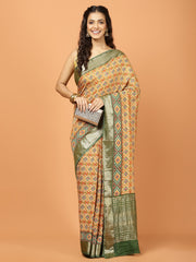 Floral Zari Border Printed Art Silk Woven Saree