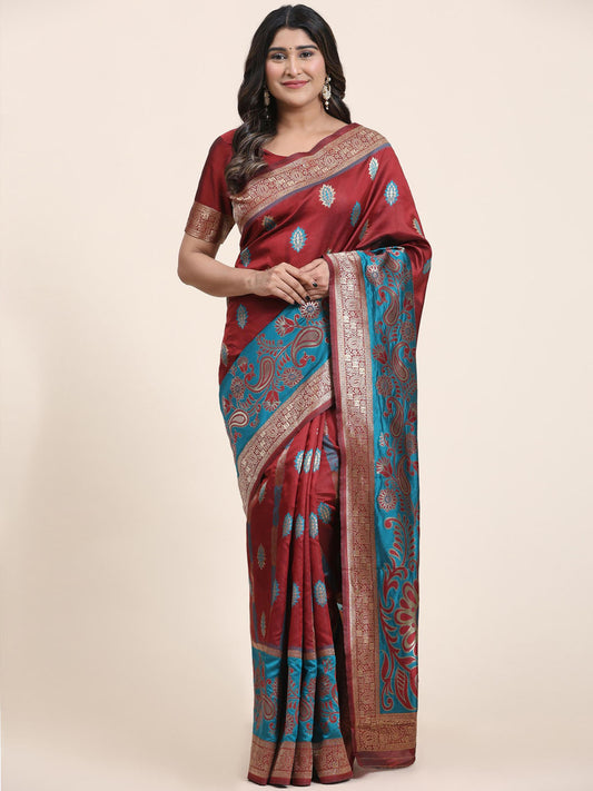 Zari Border Booti Handloom Saree