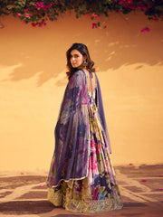 Printed & Embroidered Chinon Gown With Dupatta