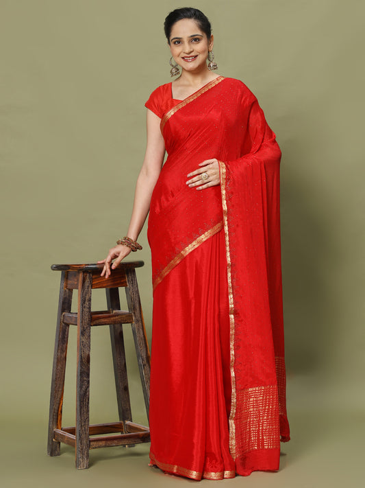 Stone Work Art Crepe Saree