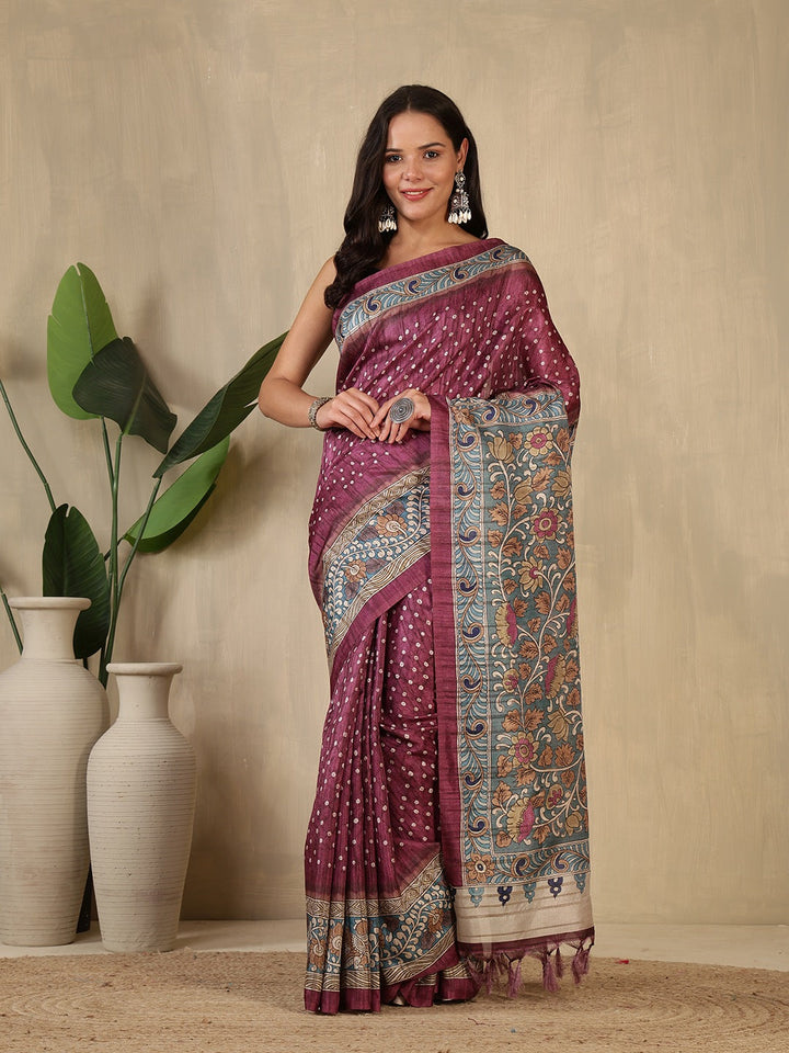 Printed Tussar Silk Saree